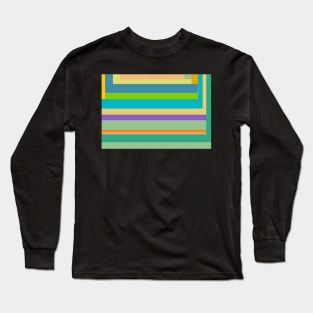 Bright stripes in blue teal green terracotta tan beige orange yellow Long Sleeve T-Shirt